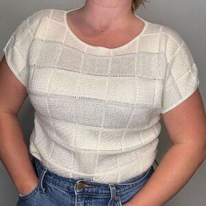 White Knit Short Sleeve Top